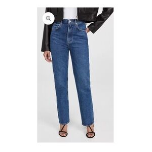 Agolde High Rise Straight Leg Jeans in Medium Blue